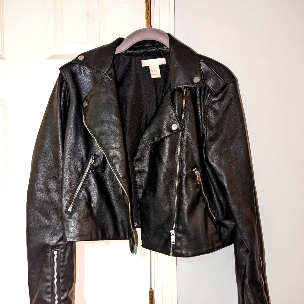 H&M black vegan leather jacket